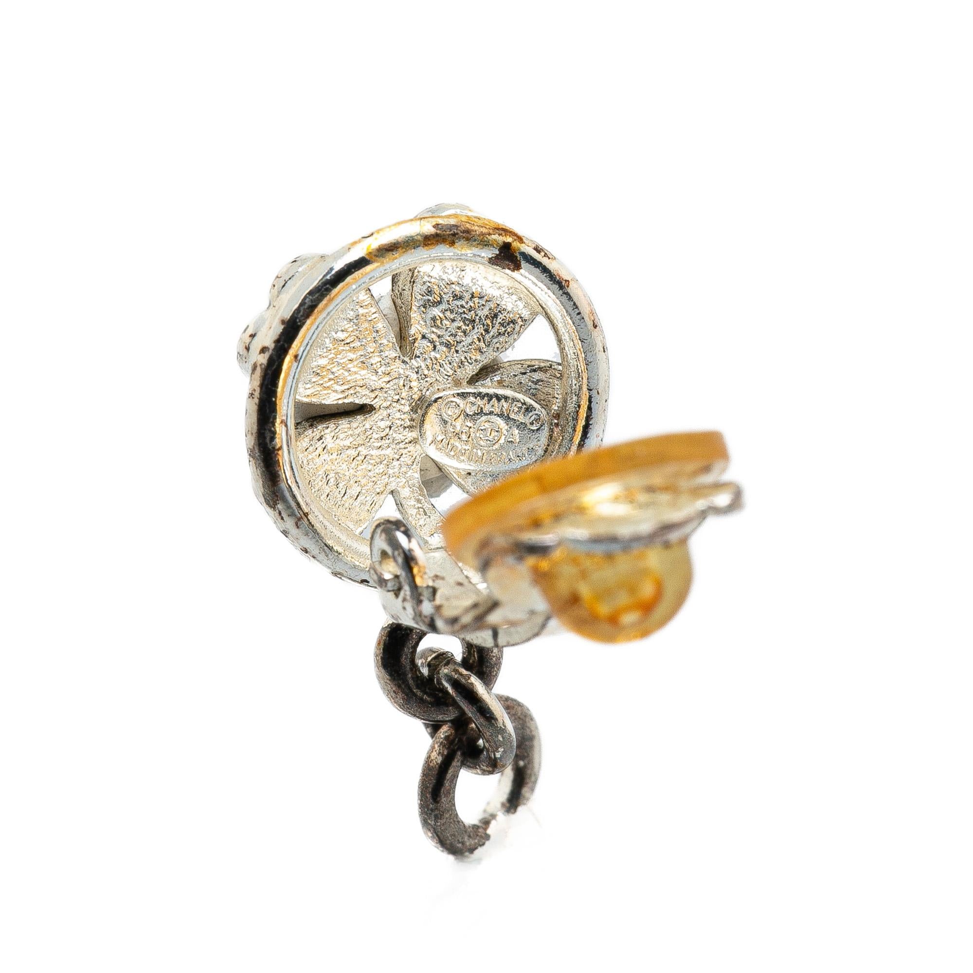Chanel Clover CC Silver Earrings