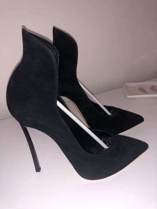 Casadei Blade Collar Suede Pump In Black