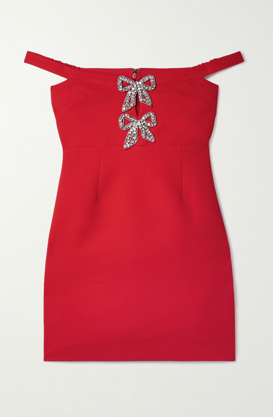 Self Portrait Red Crystal Bow Detail Mini Dress