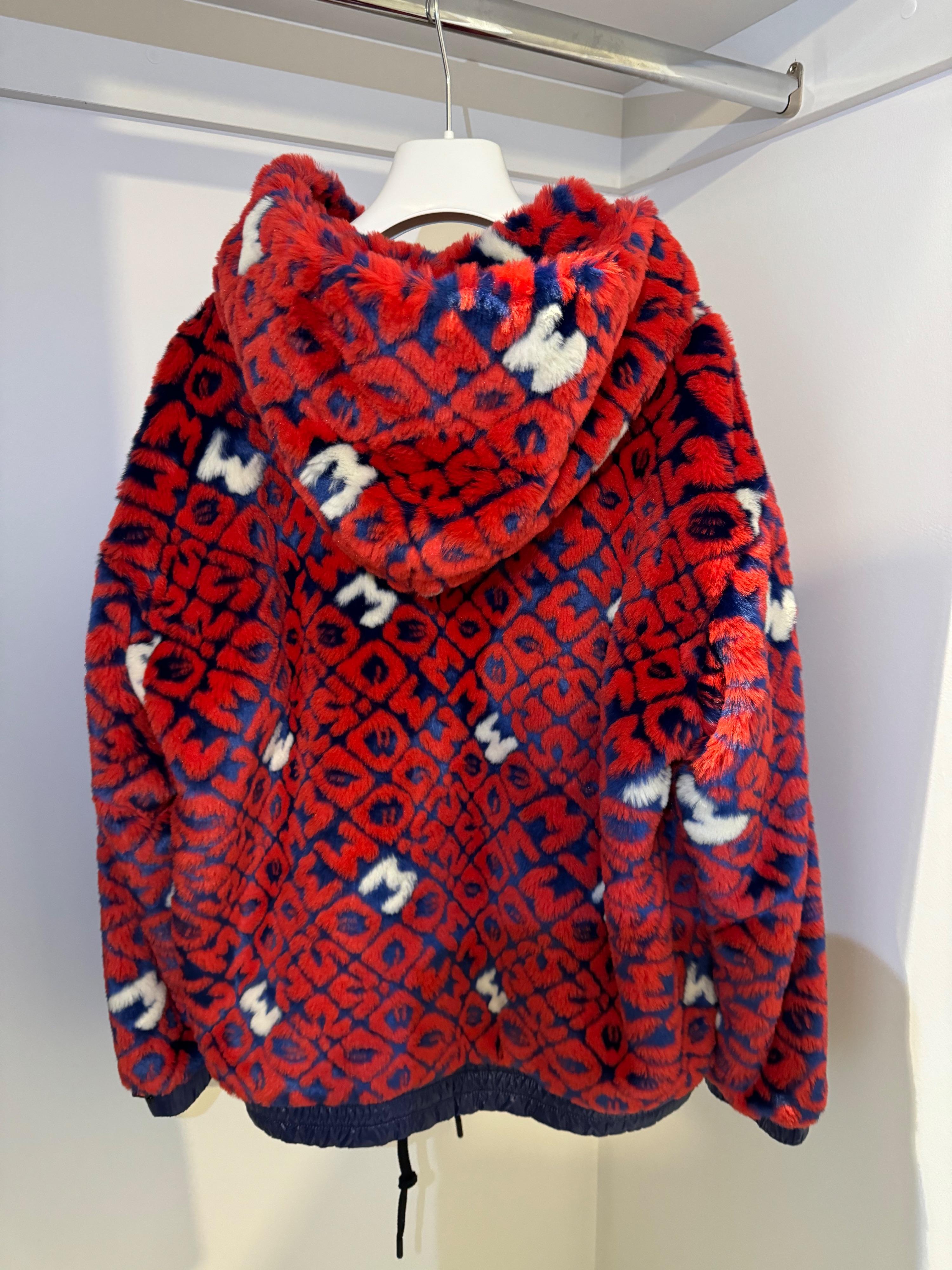 Moncler Red Faux Fur Grenoble Jacket
