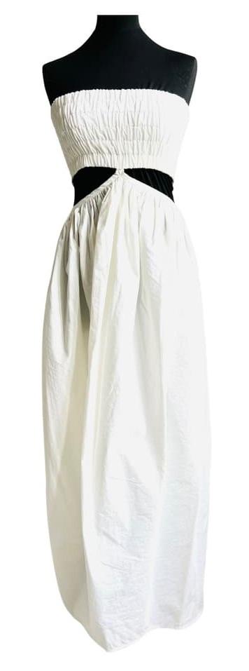 Christopher Esber White Ruched Cocoon Maxi Dress