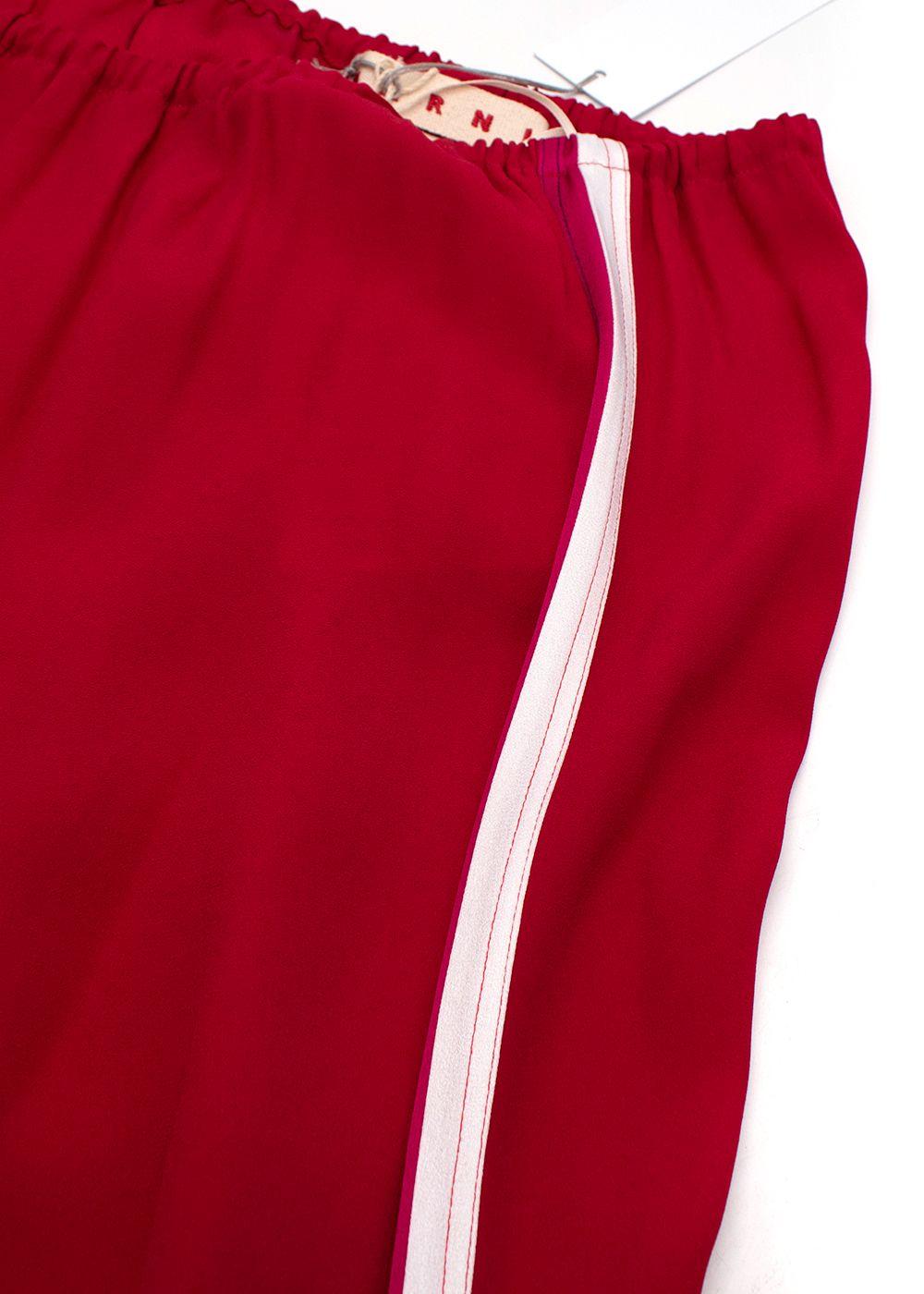 Marni Red Contrast Stripe Midi Skirt