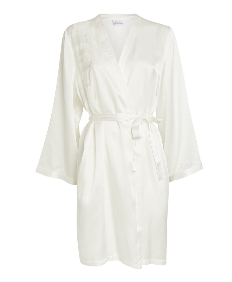 Marjolaine Silk Lace-Trim Robe
