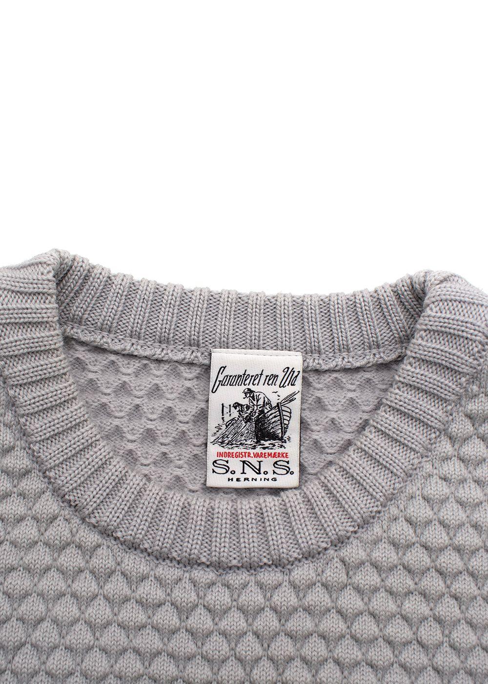 S.N.S Herning Grey Fishermans Wool Knit Jumper