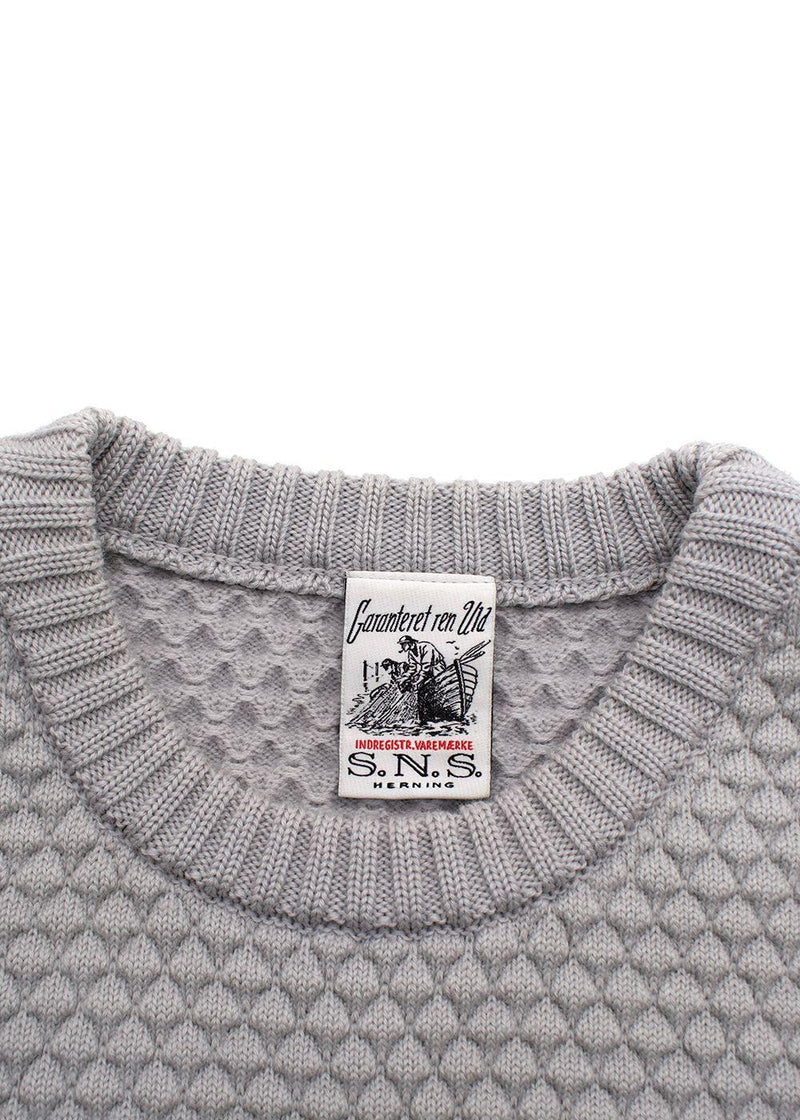 S.N.S Herning Grey Fishermans Wool Knit Jumper