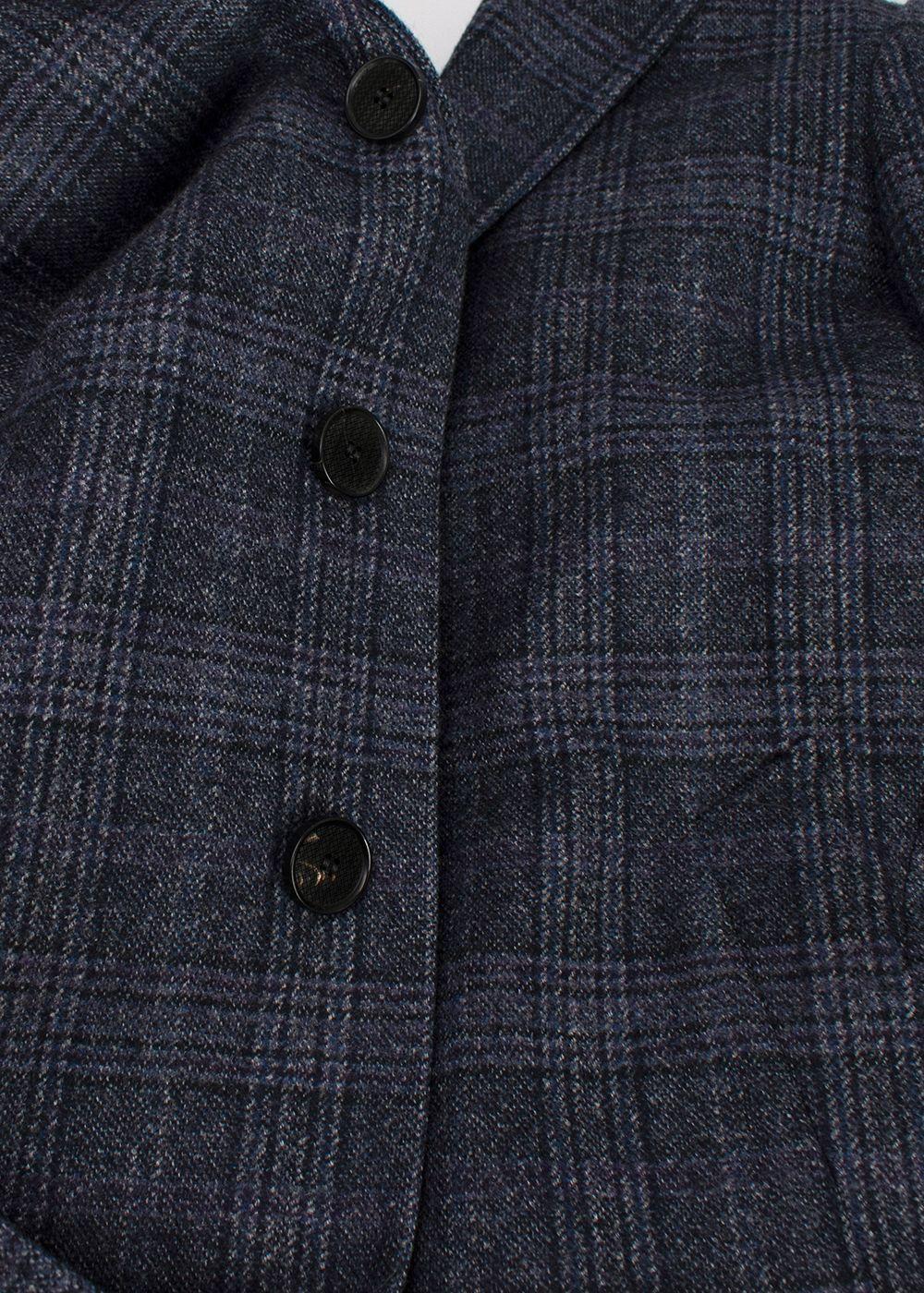 Canali Navy Check Kei Longline Coat