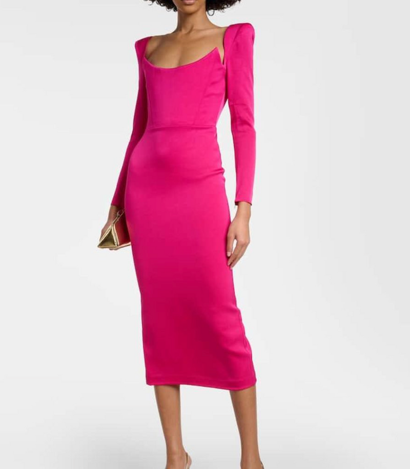 Alex Perry Crepe Satin Midi Dress