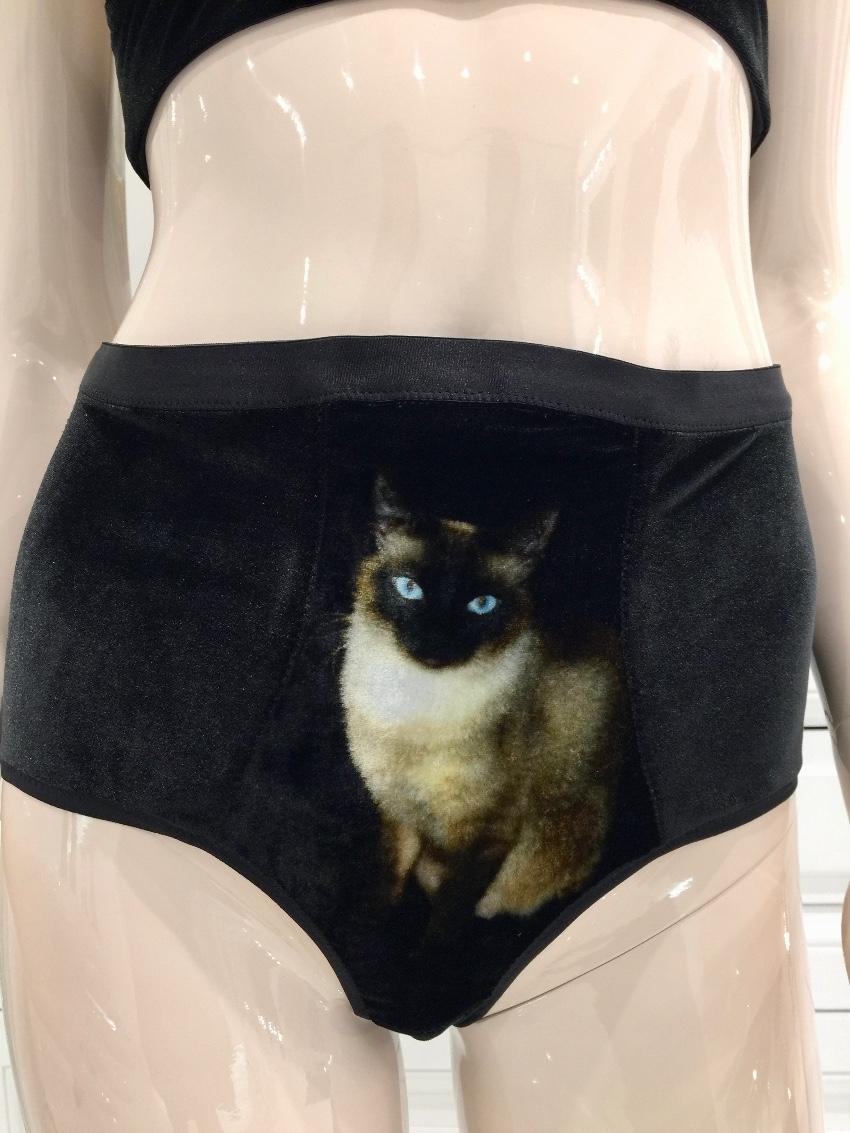 Cadolle Paris Couture Silk Velvet Divine Cats Set