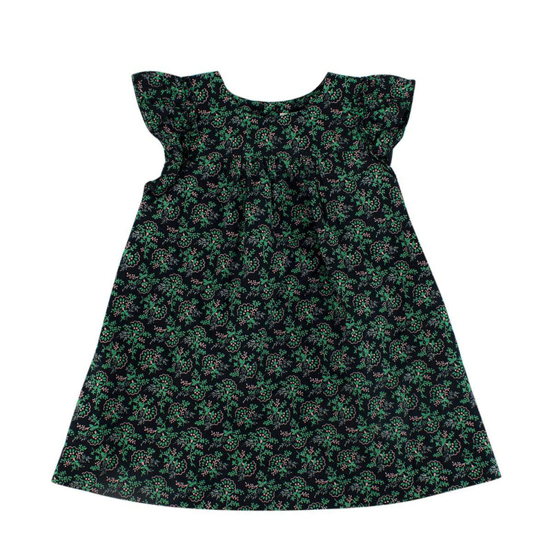 Black & Green Leaf Print Cotton Tunic Dress