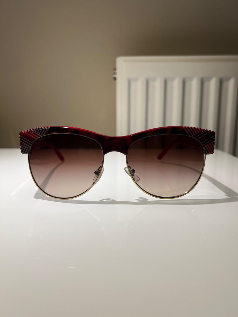 Versace Red Half Rim Sunglasses