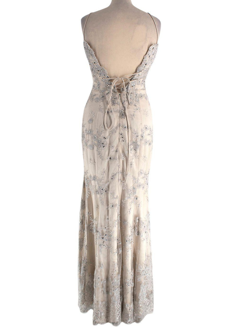 Baracci Ivory Sequin Embellished Gown