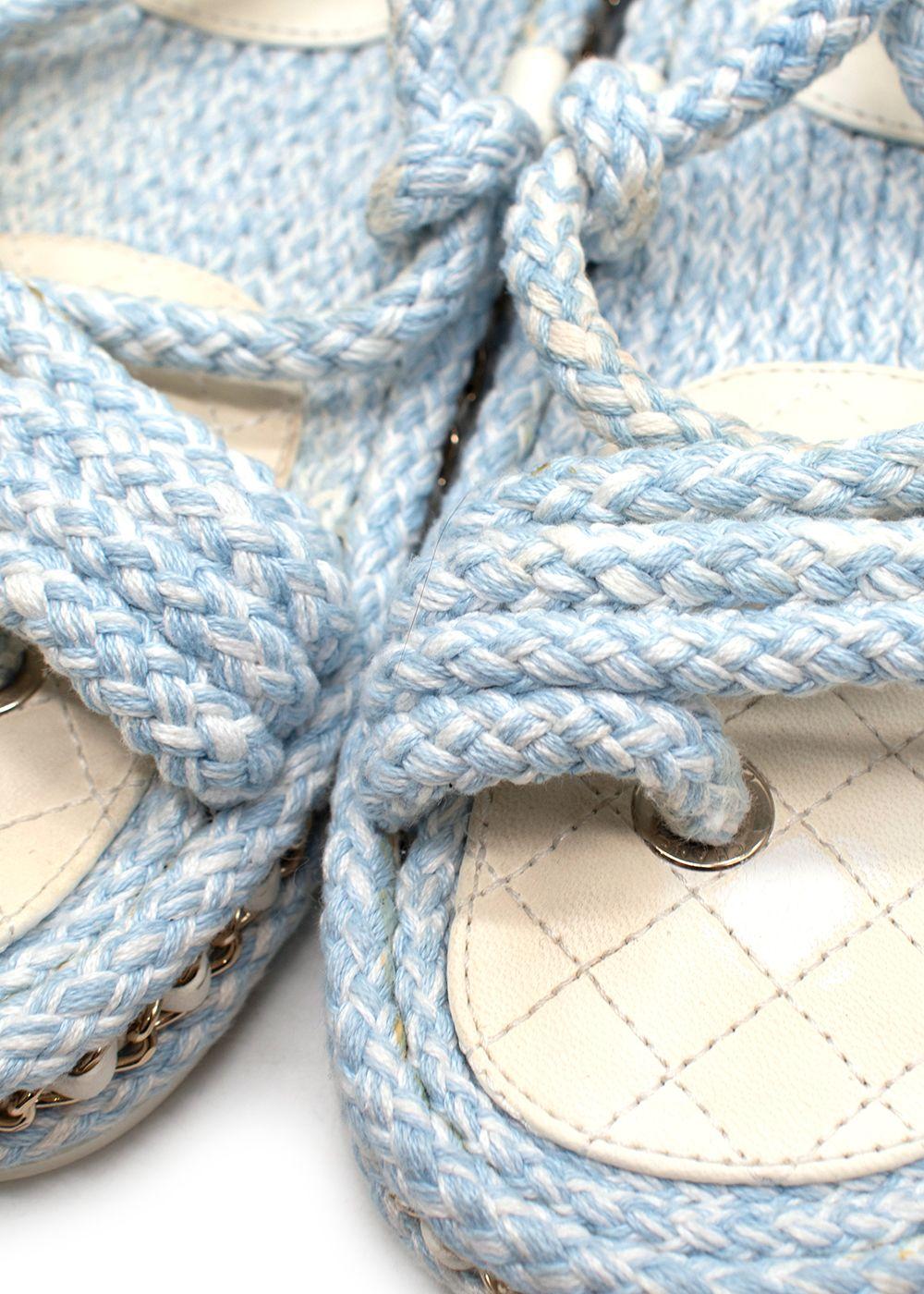 Chanel Cord Blue Rope Chain Flat Sandals