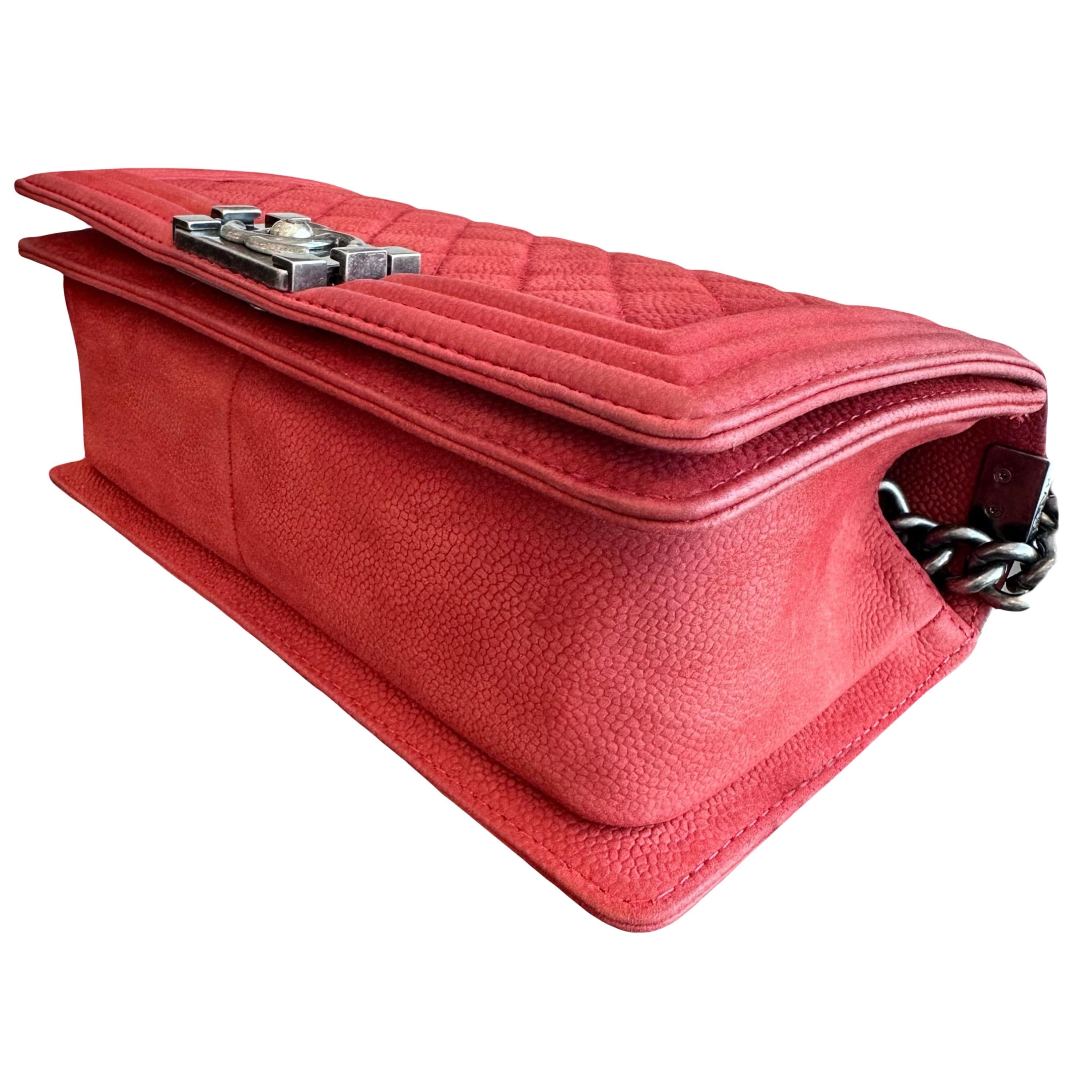 Red Calfskin Boy Bag