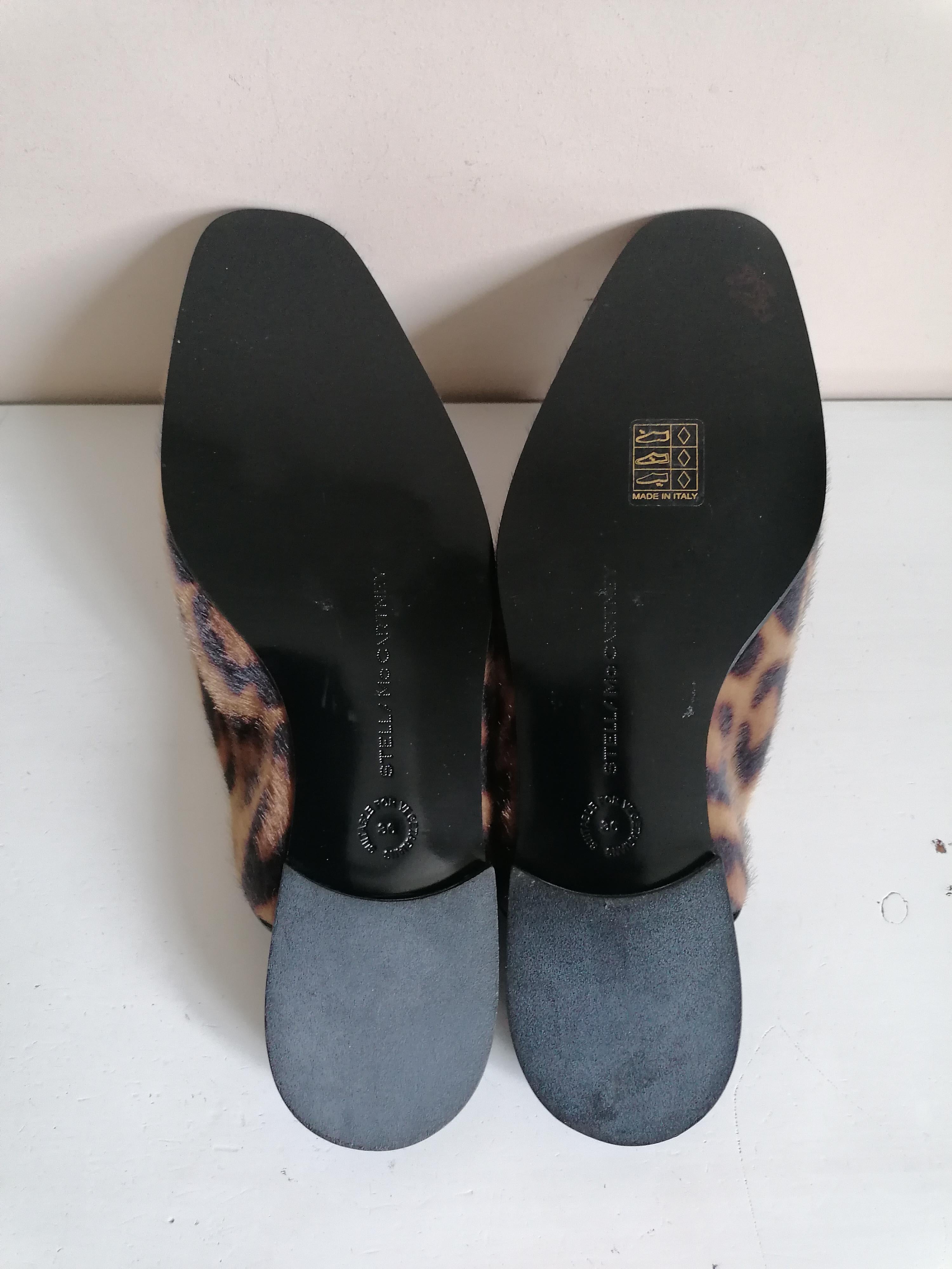 Stella McCartney Leopard Print Faux Calf Hair Mules