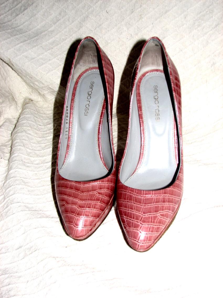 Sergio Rossi heather coloured crocodile print pumps