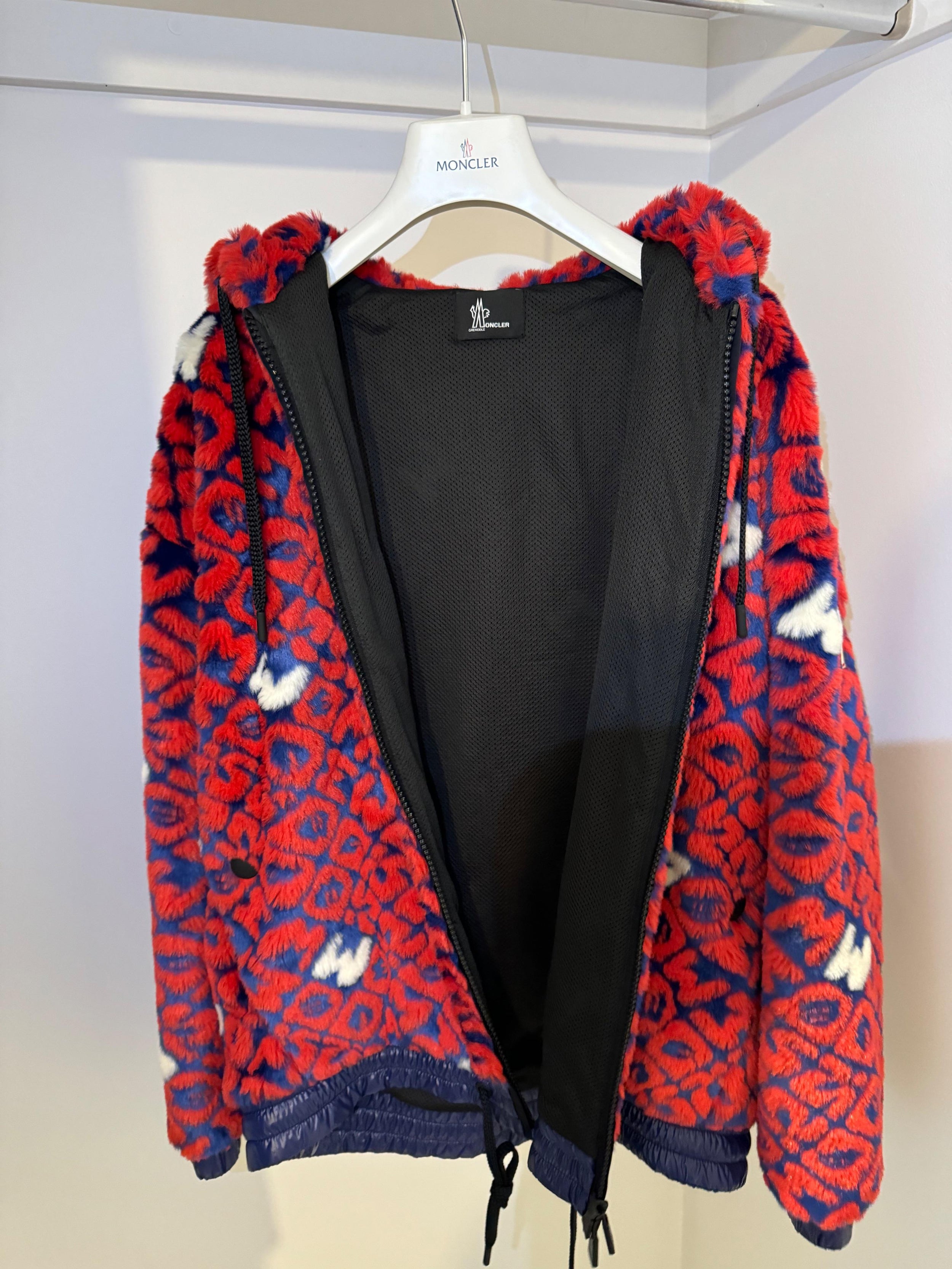Moncler Red Faux Fur Grenoble Jacket