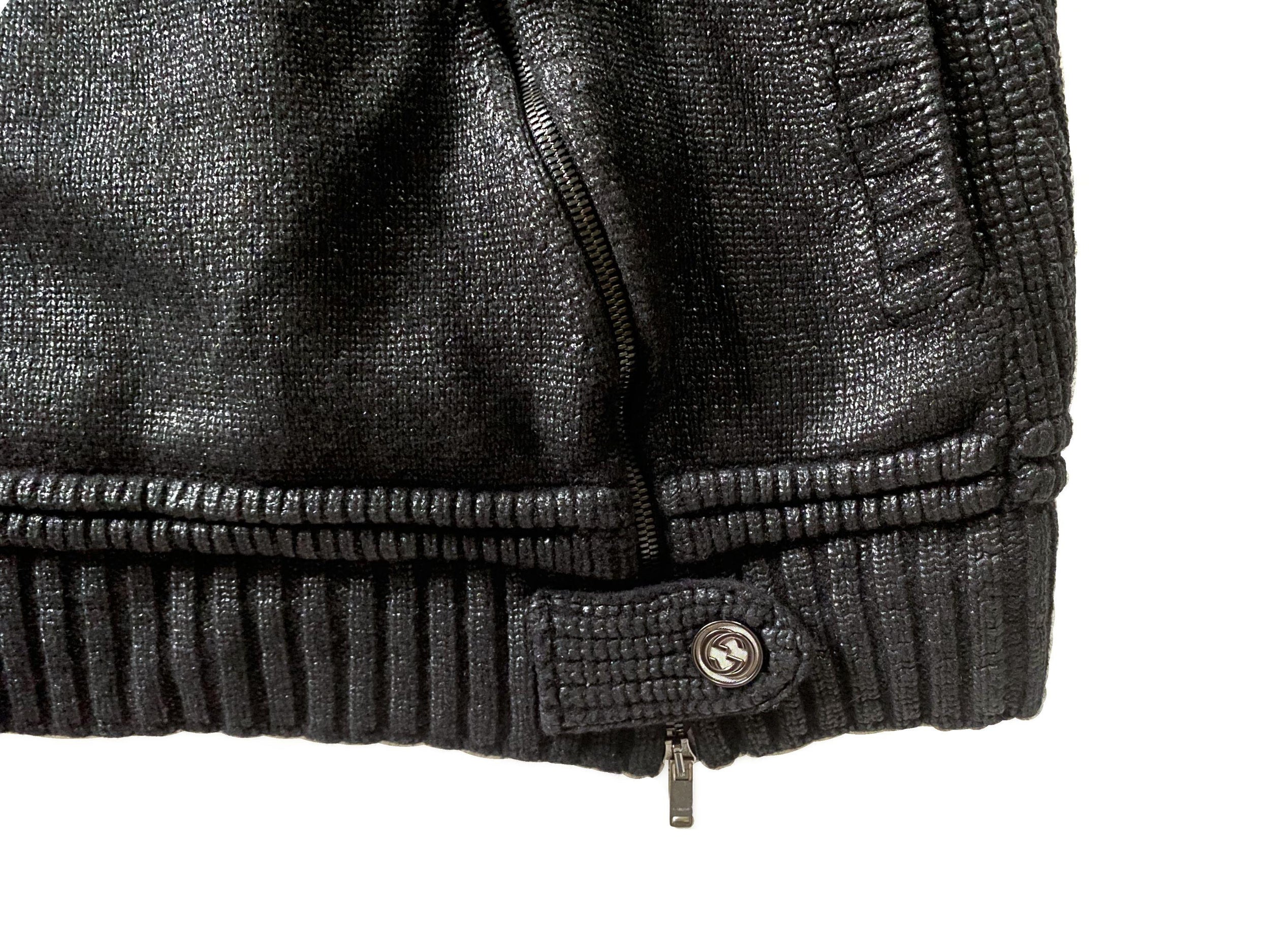 Gucci Black Metallic Knitted Biker Gilet