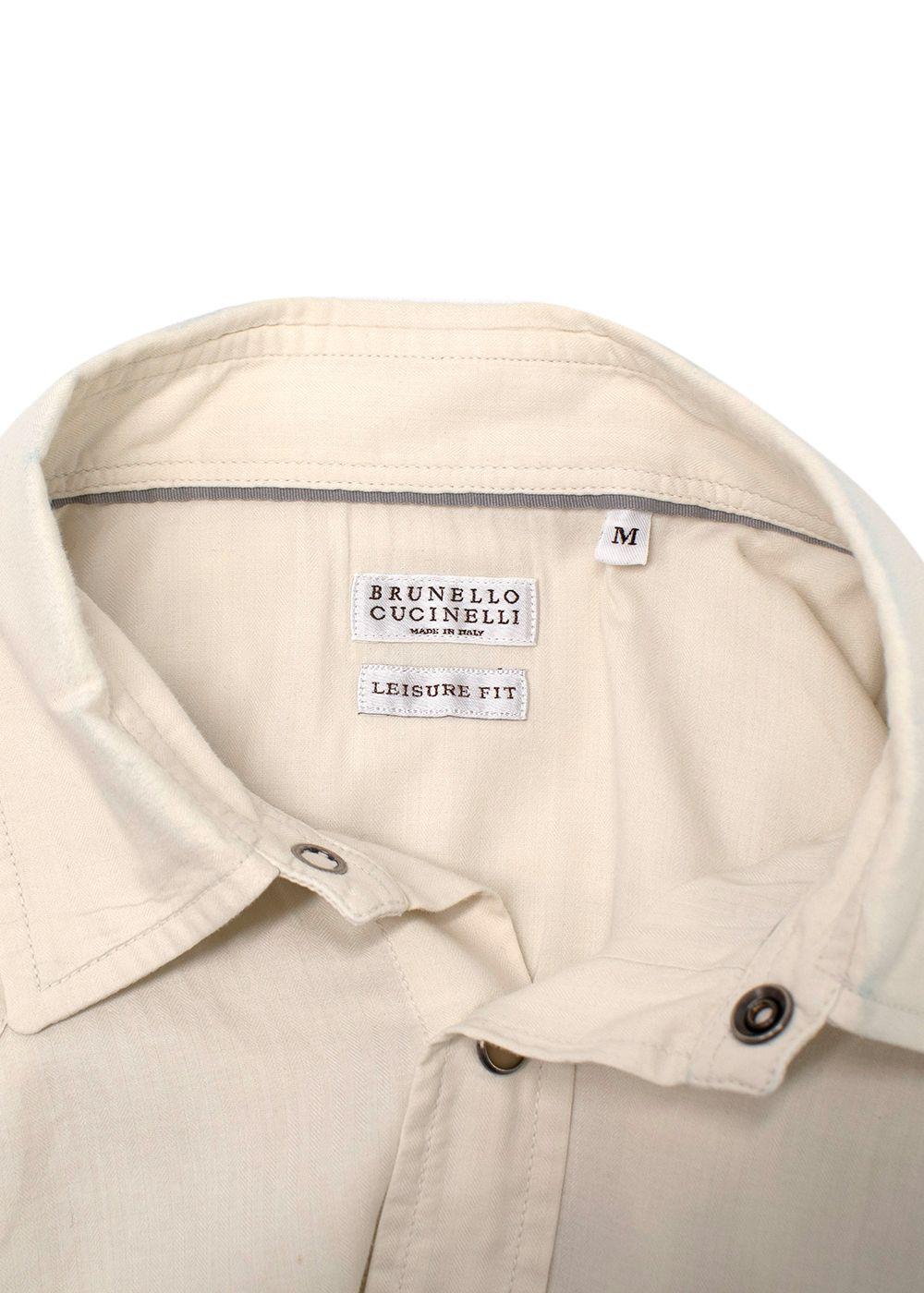 Brunello Cucinelli Cream Button-down Cotton Shirt