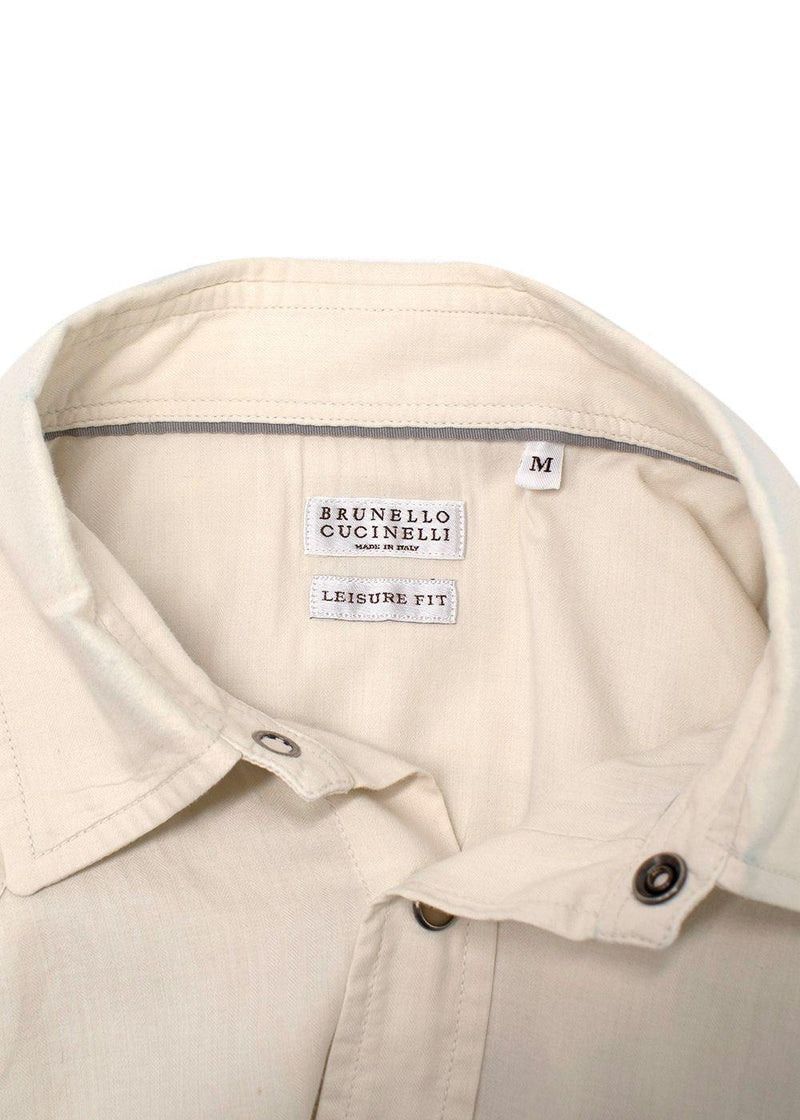 Brunello Cucinelli Cream Button-down Cotton Shirt