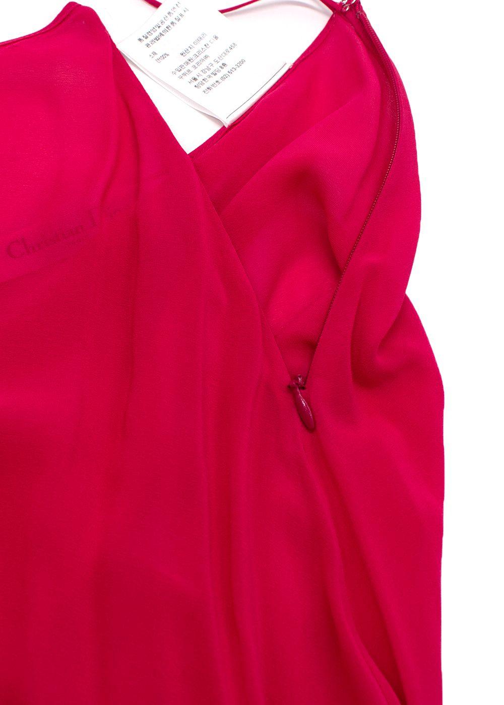 Christian Dior Raspberry Ruffled Tulle Midi Skirt