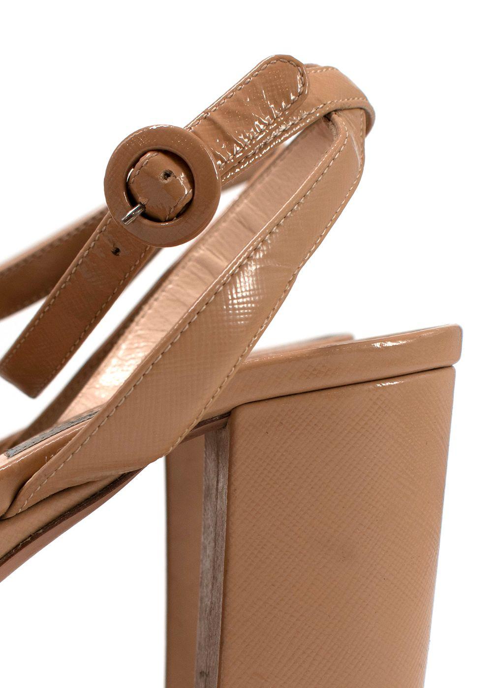 Prada Beige Textured Leather Platform Heels