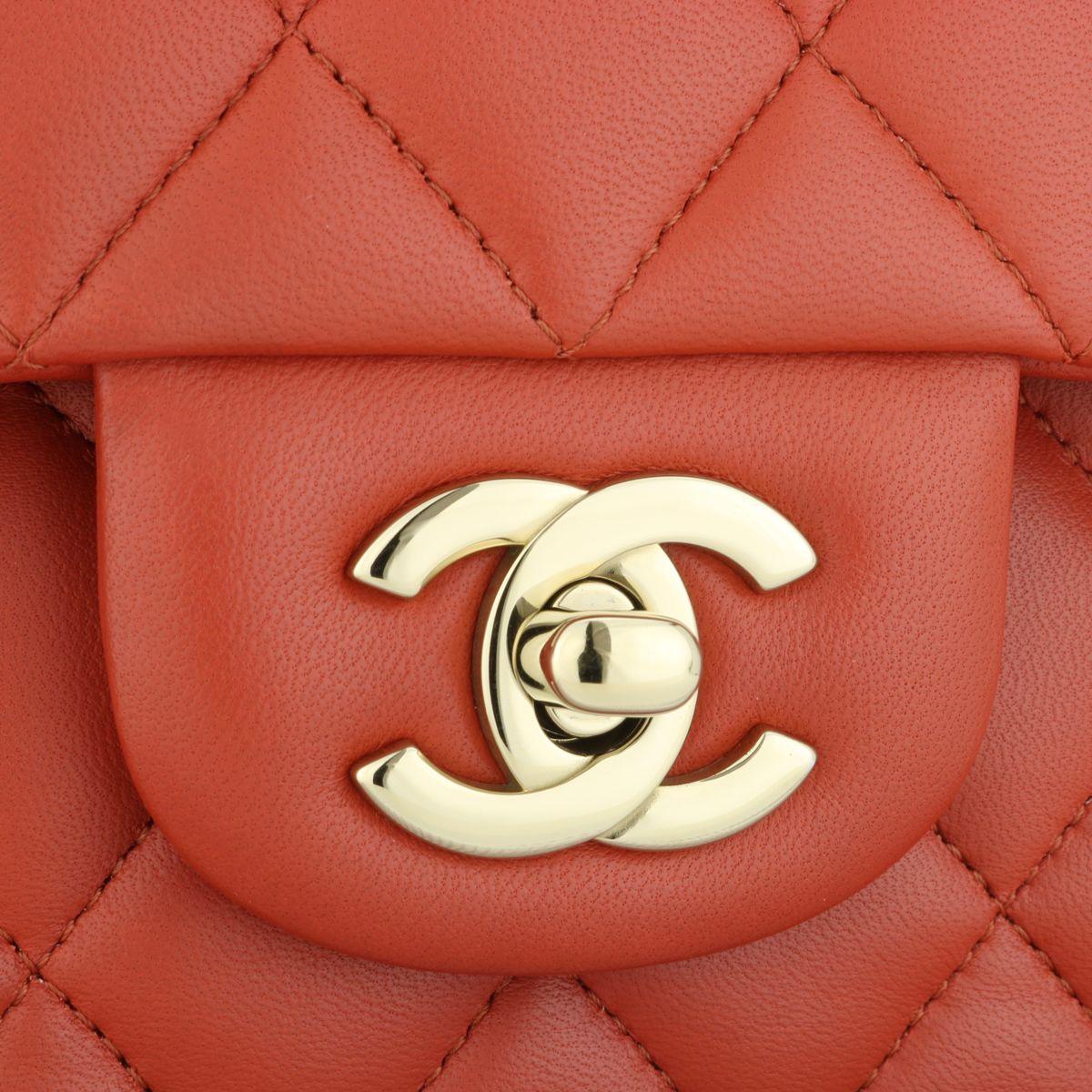 Chanel Brick Red Lambskin Medium Double Flap Bag