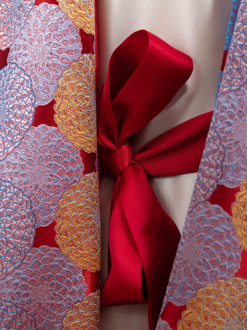 Daniel Hanson Red Dahlia Silk Jacquard