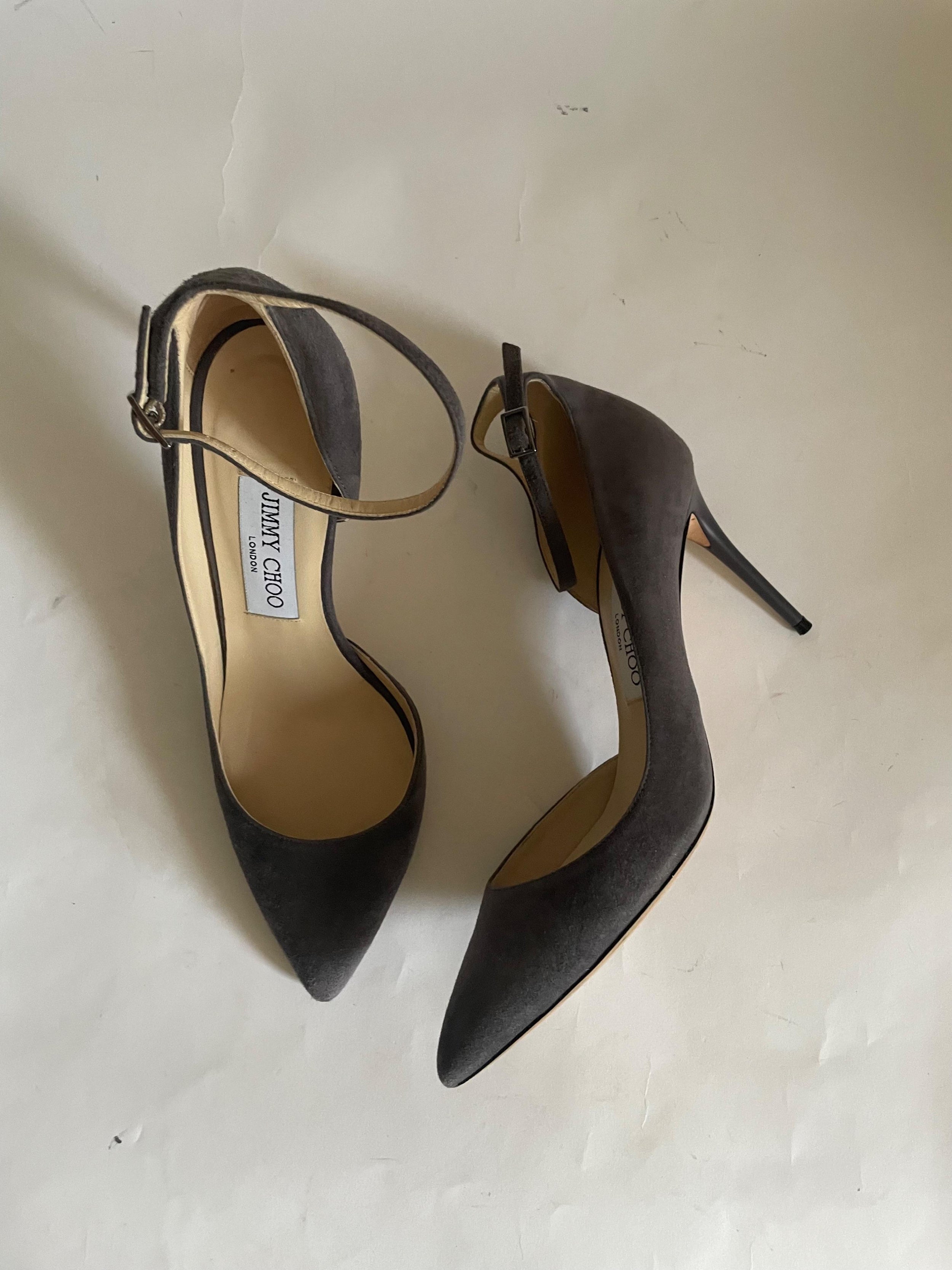 Jimmy Choo Lucy Grey Suede Half-d'Orsay Suede Pumps