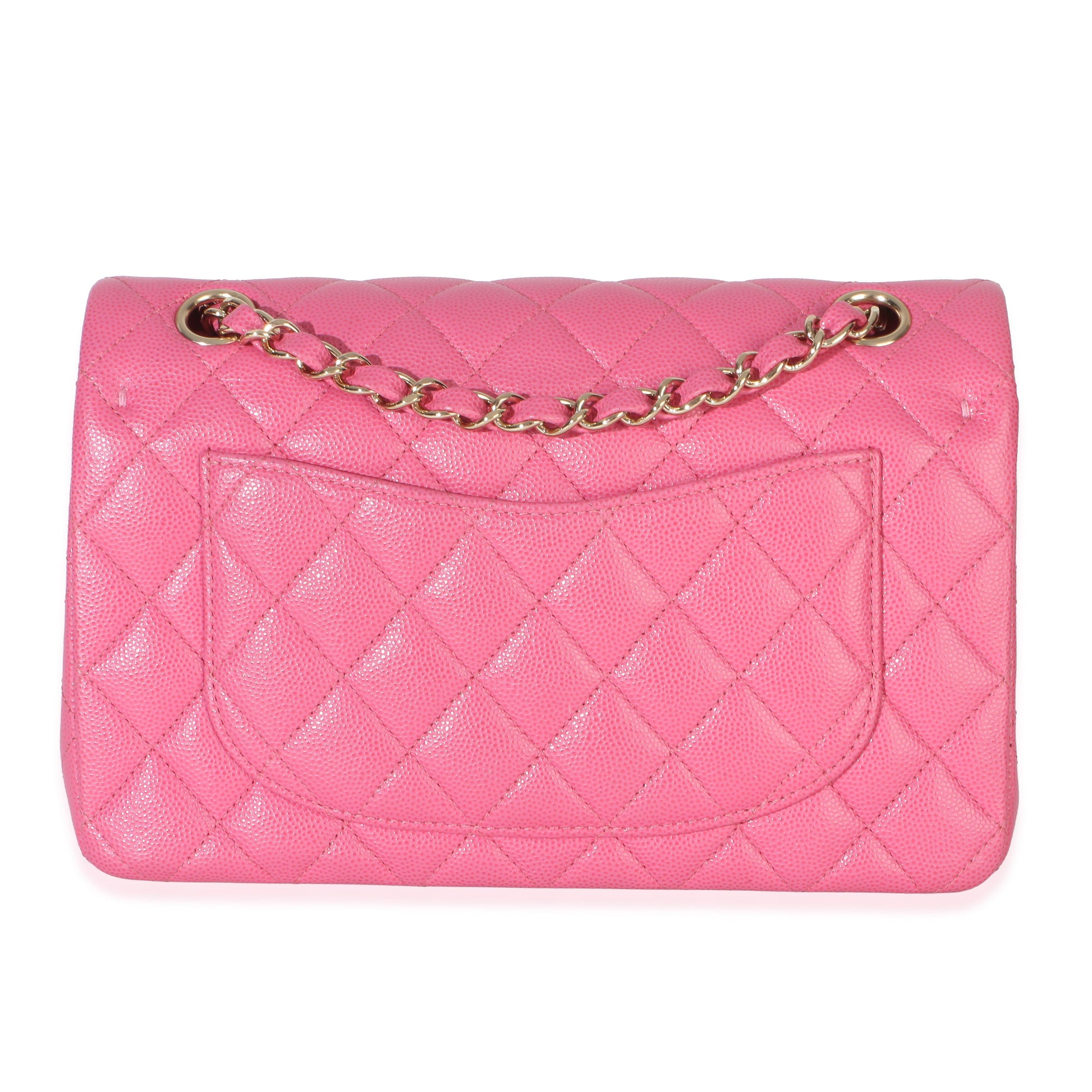 Chanel  Pink Quilted Caviar Small Classic Double Flap Handbag