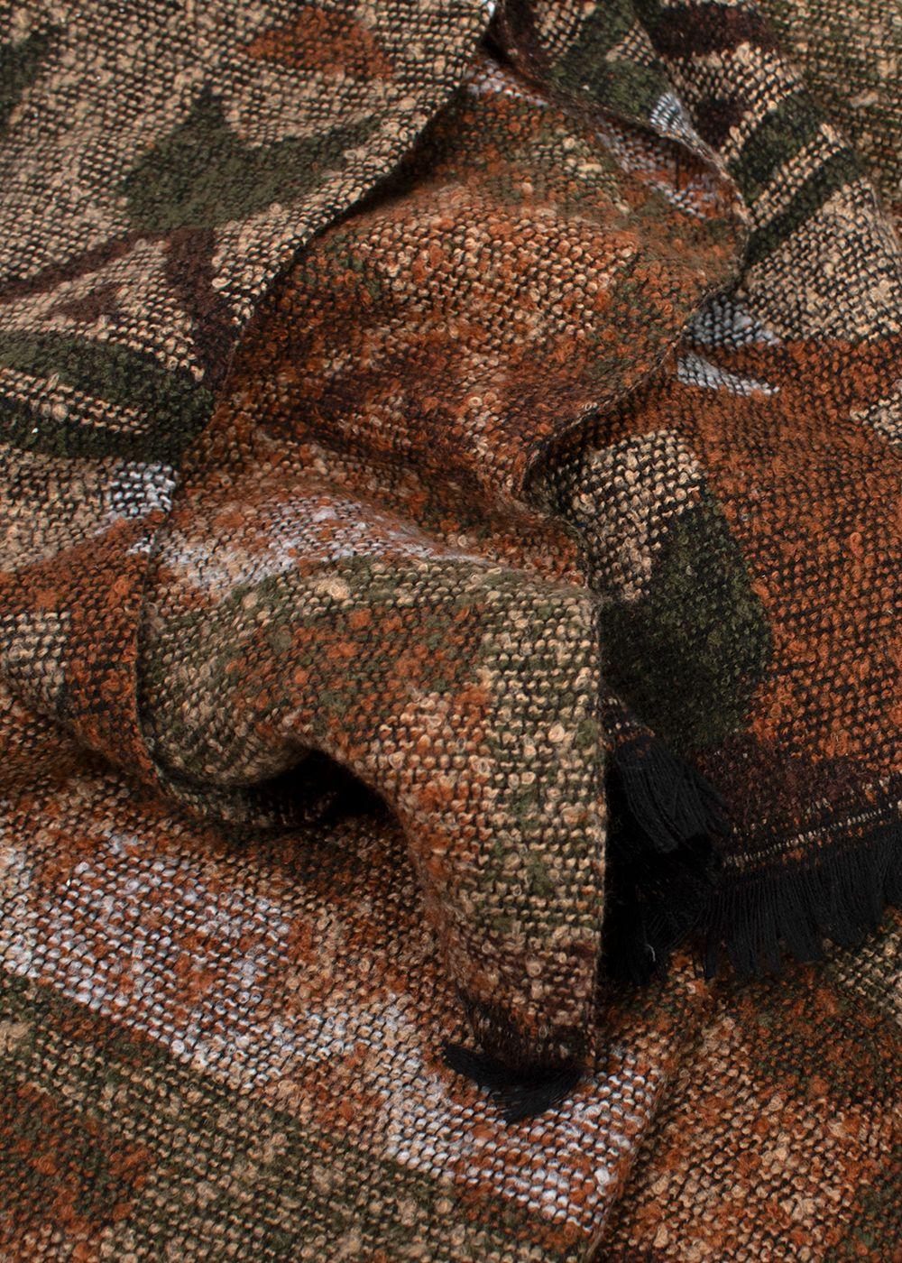 Bespoke Brown Multi-Coloured Aztec Print Woven Scarf