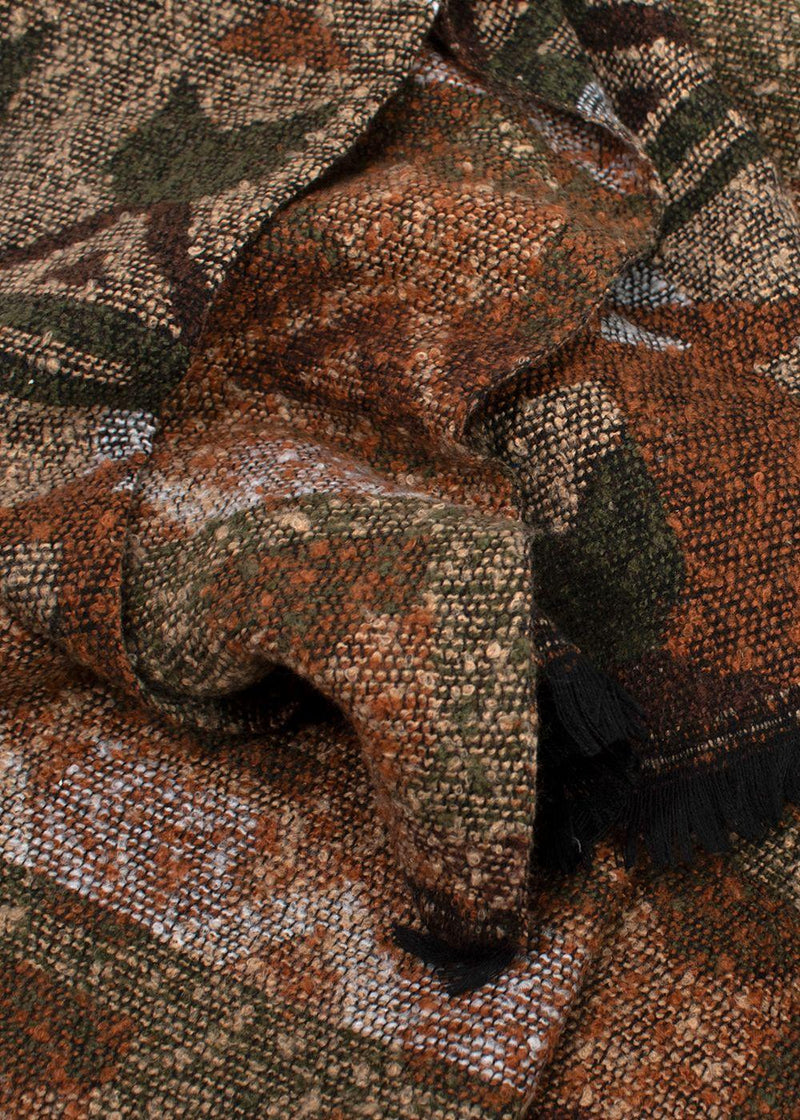 Bespoke Brown Multi-Coloured Aztec Print Woven Scarf