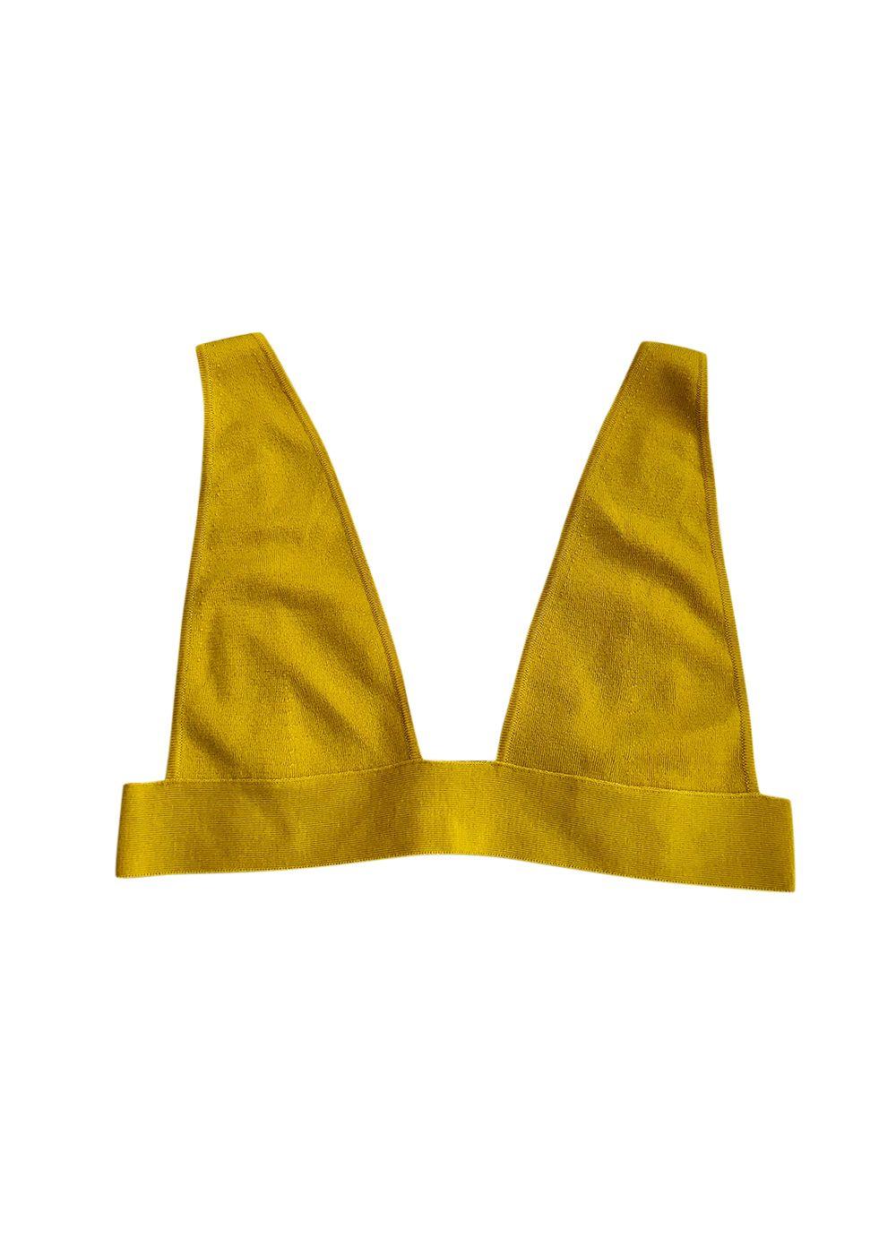 Yellow Cashmere Knit Triangle Bralette