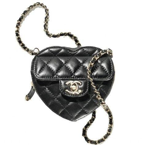 Small Black Lambskin Heart Bag