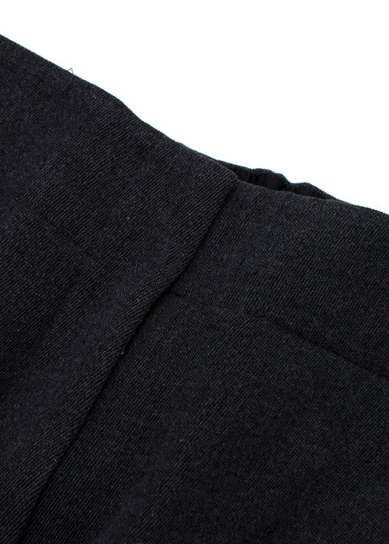 grey wool flannel wide leg trousers