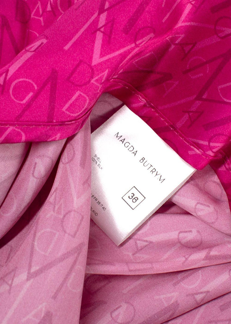 Magda Butrym Pink Monogram Silk Midi Skirt