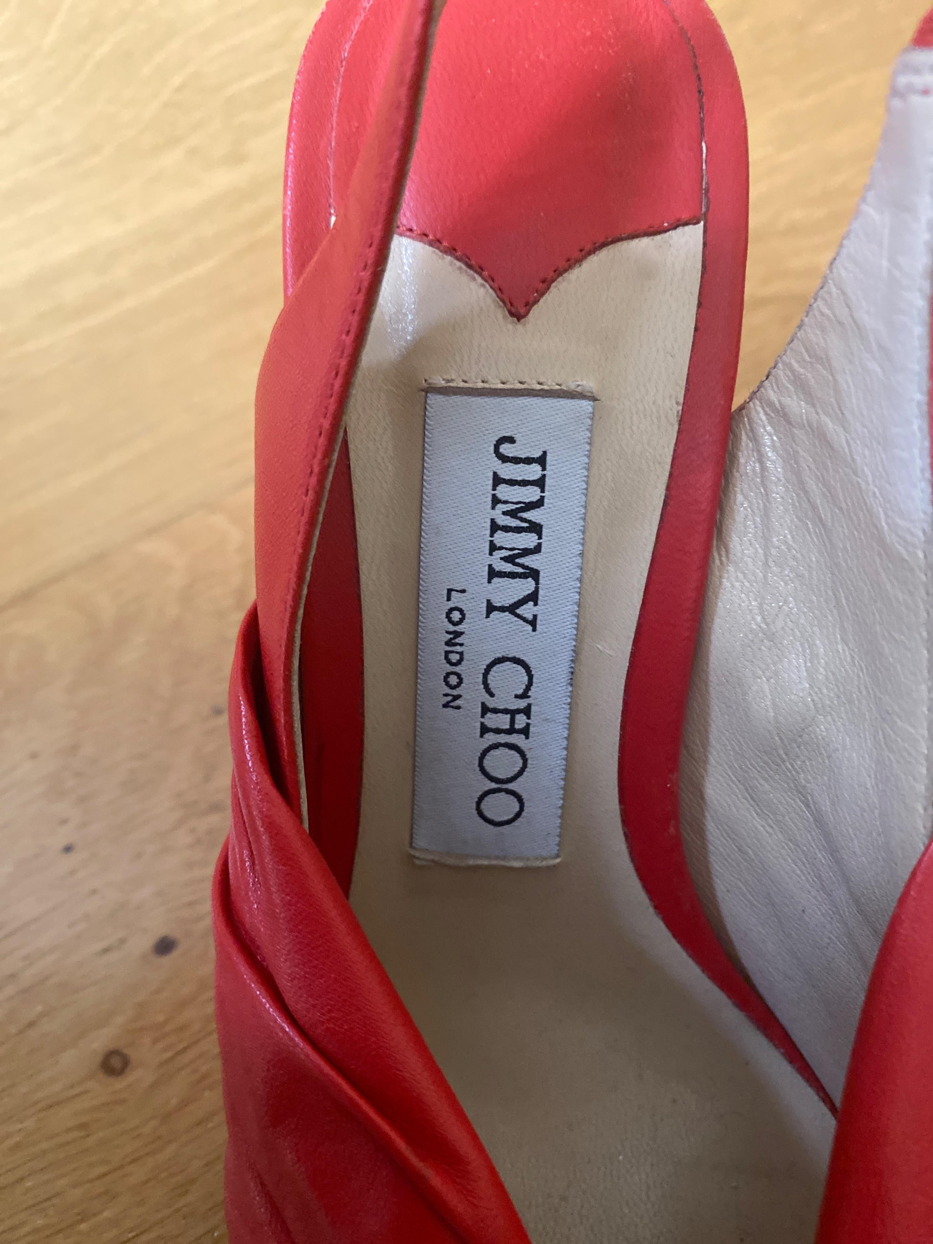 Jimmy Choo Red Leather Annabell Sling back Pumps
