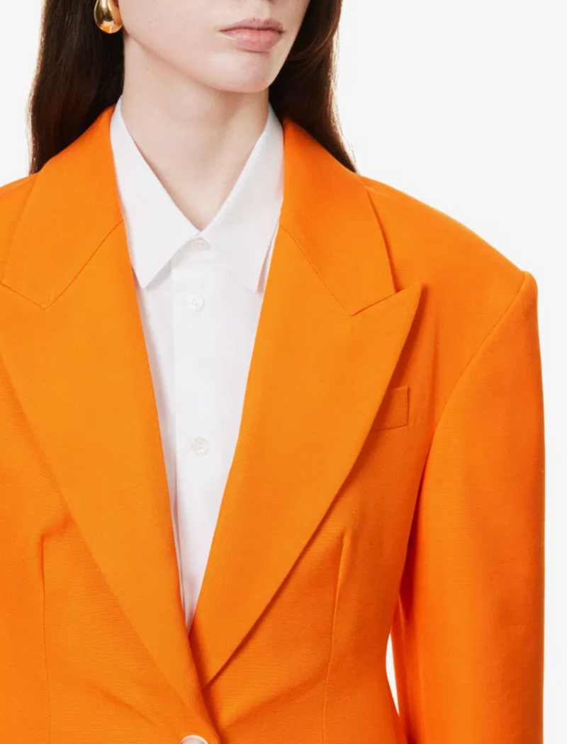 Stella McCartney Peak-Lapel Padded-Shoulder Woven Blazer