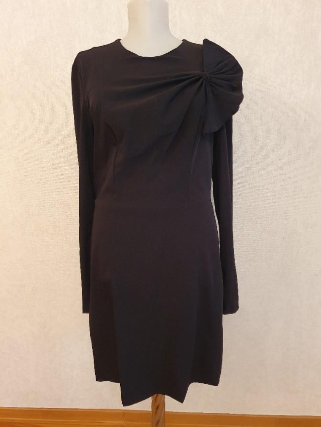 DVF Black Asymmetric Bow Detail Mini Dress