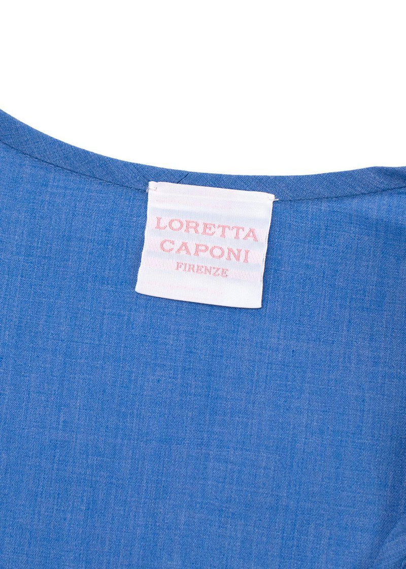 Loretta Caponi Blue Marina Smocked Voile Dress