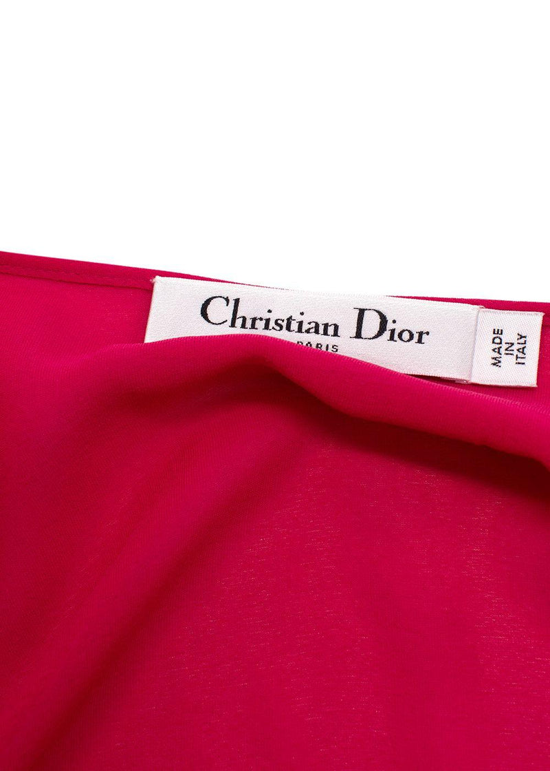 Christian Dior Raspberry Ruffled Tulle Midi Skirt