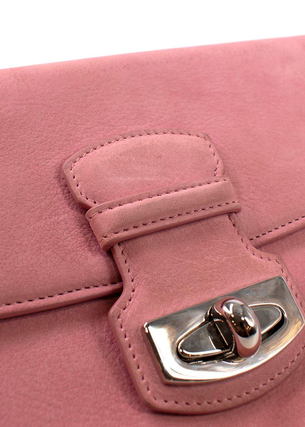 Asprey Pink Suede Turnlock Clutch