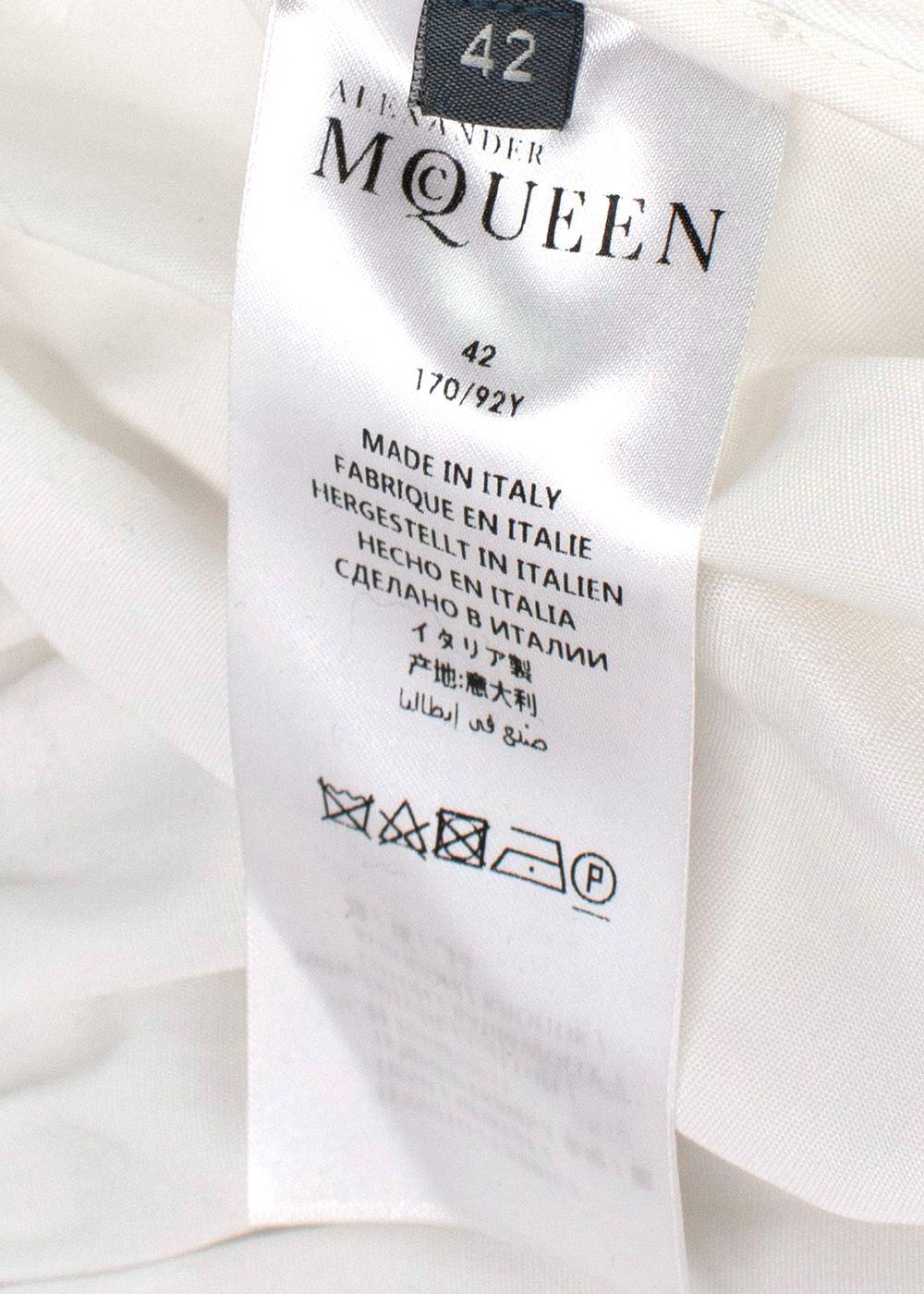 Alexander McQueen White Strapless Peplum Top