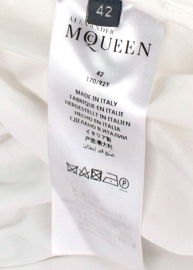 Alexander McQueen White Strapless Peplum Top