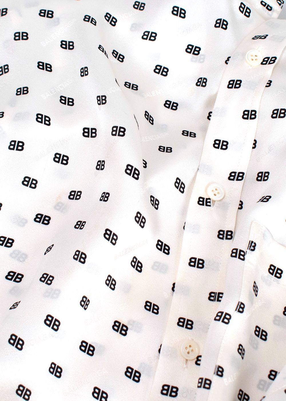 Balenciaga Ivory Monogram Silk Oversized Shirt