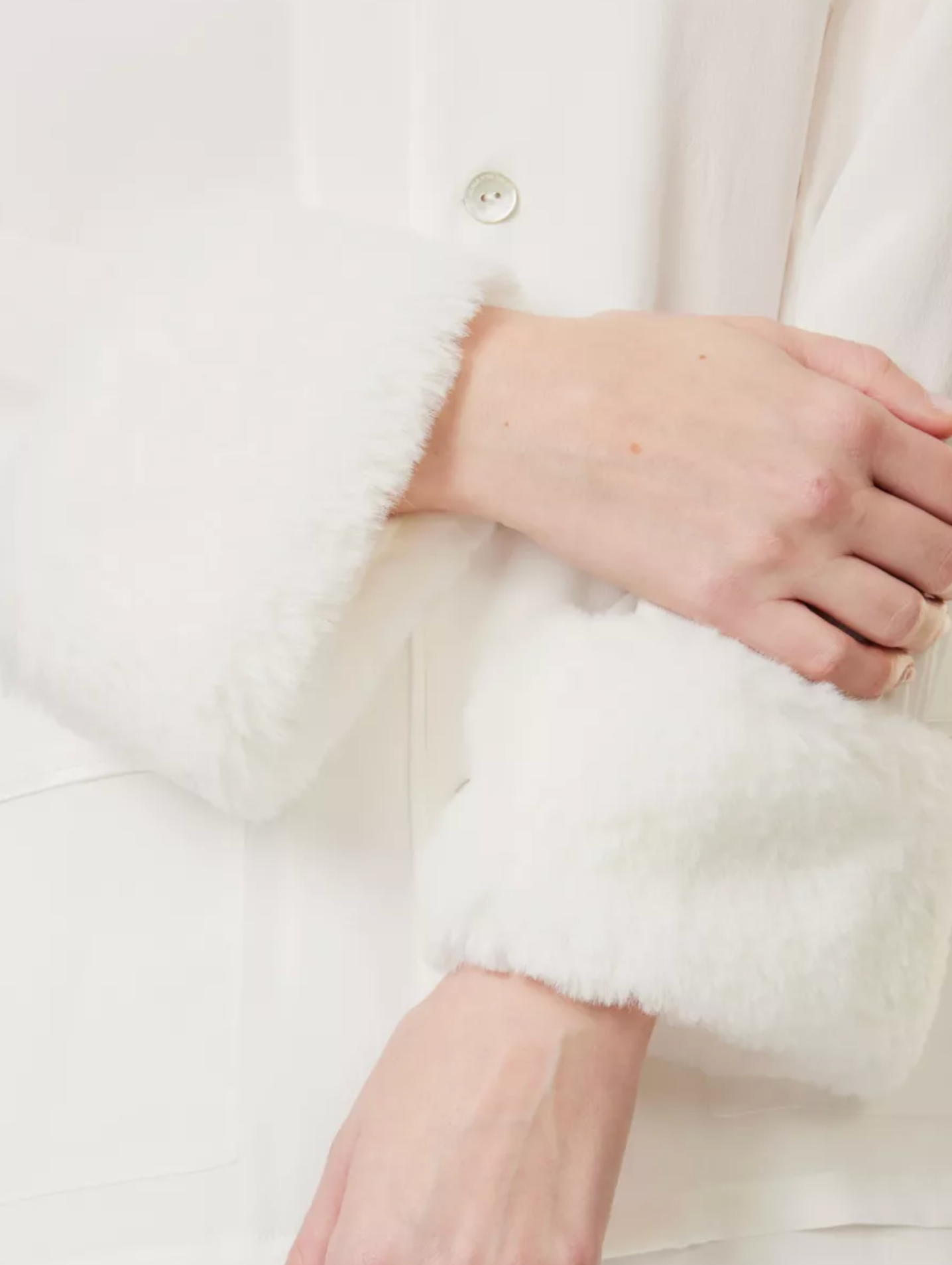 Olivia Von Halle Fifi Faux-Fur-Trim Silk Crepe Pyjamas