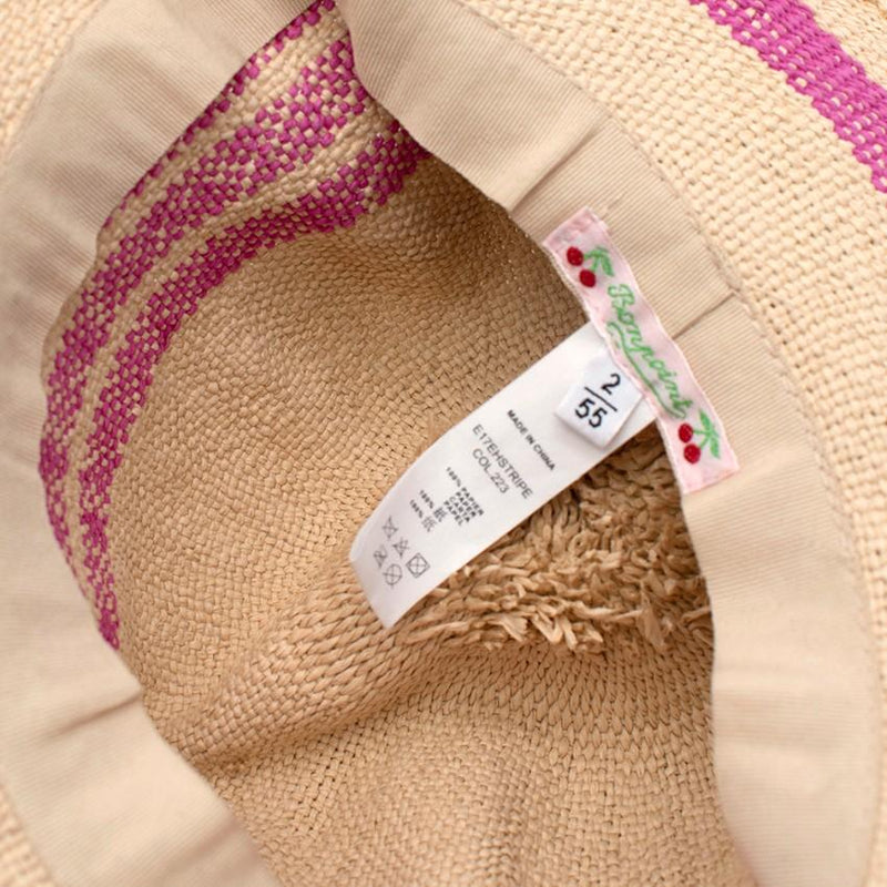 Bonpoint Pink Stripe Paper Straw Hat
