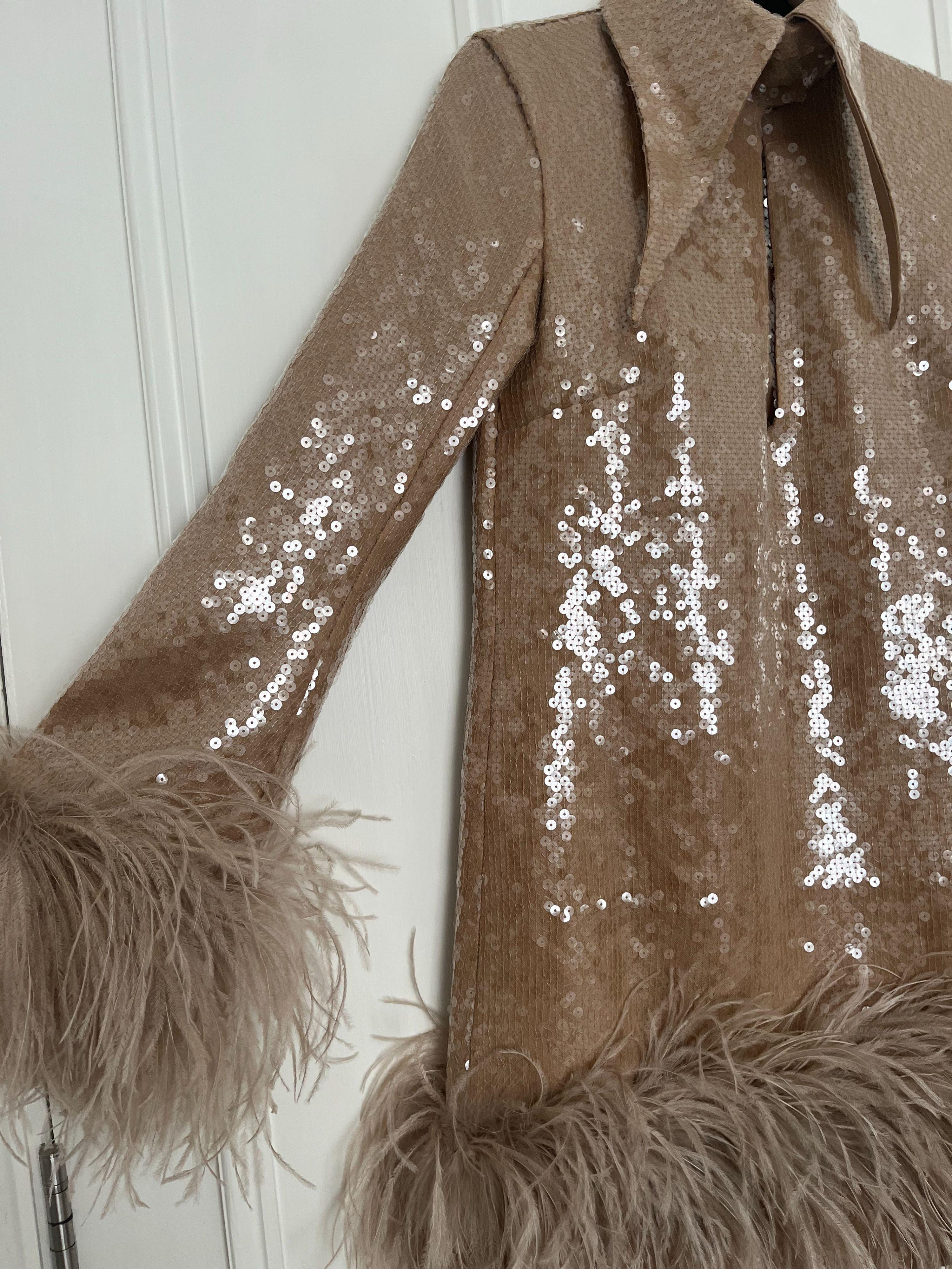 16Arlington Beige Sequin Michelle Mini Dress