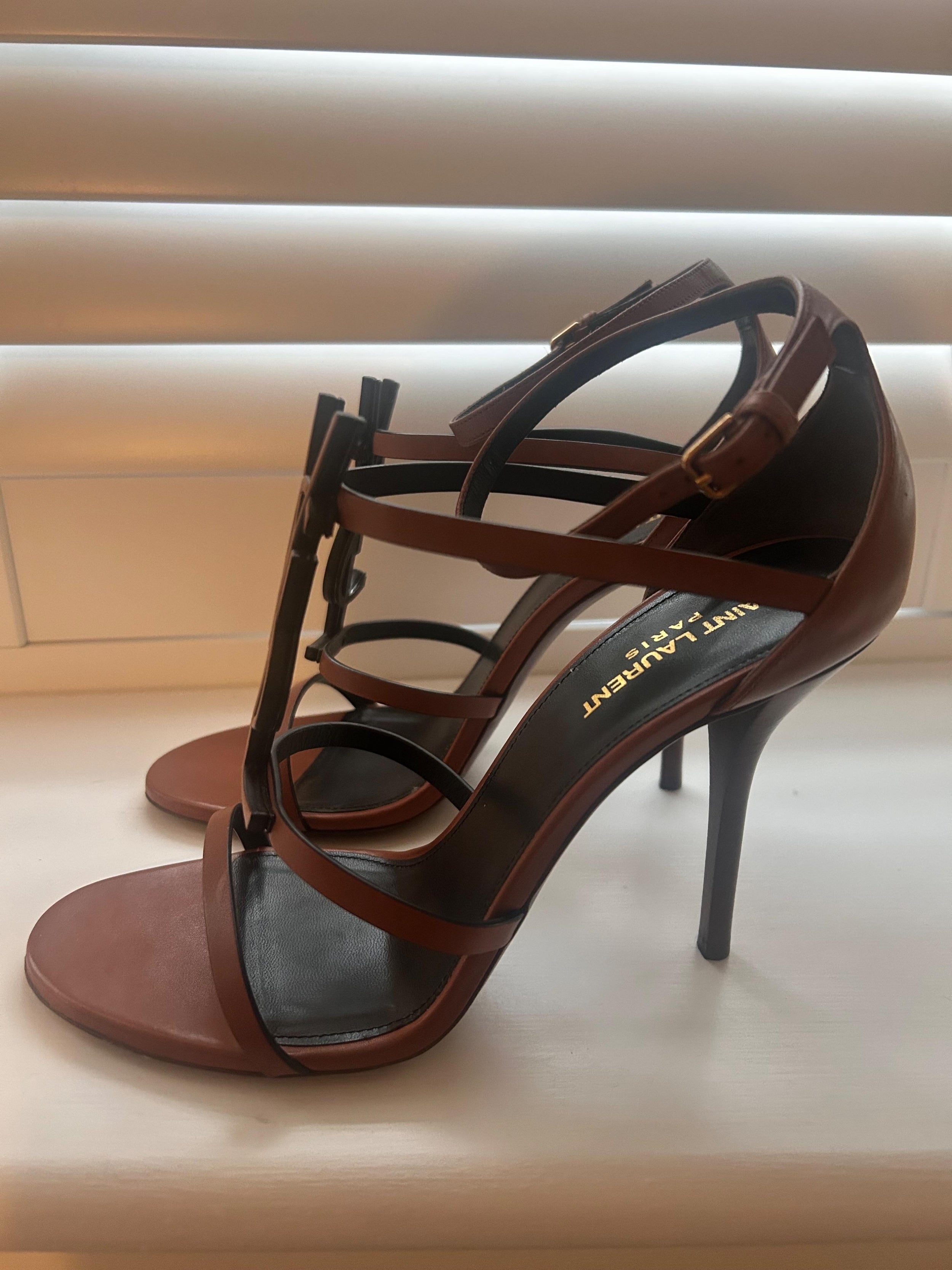Brown Leather Cassandra Heeled Sandals