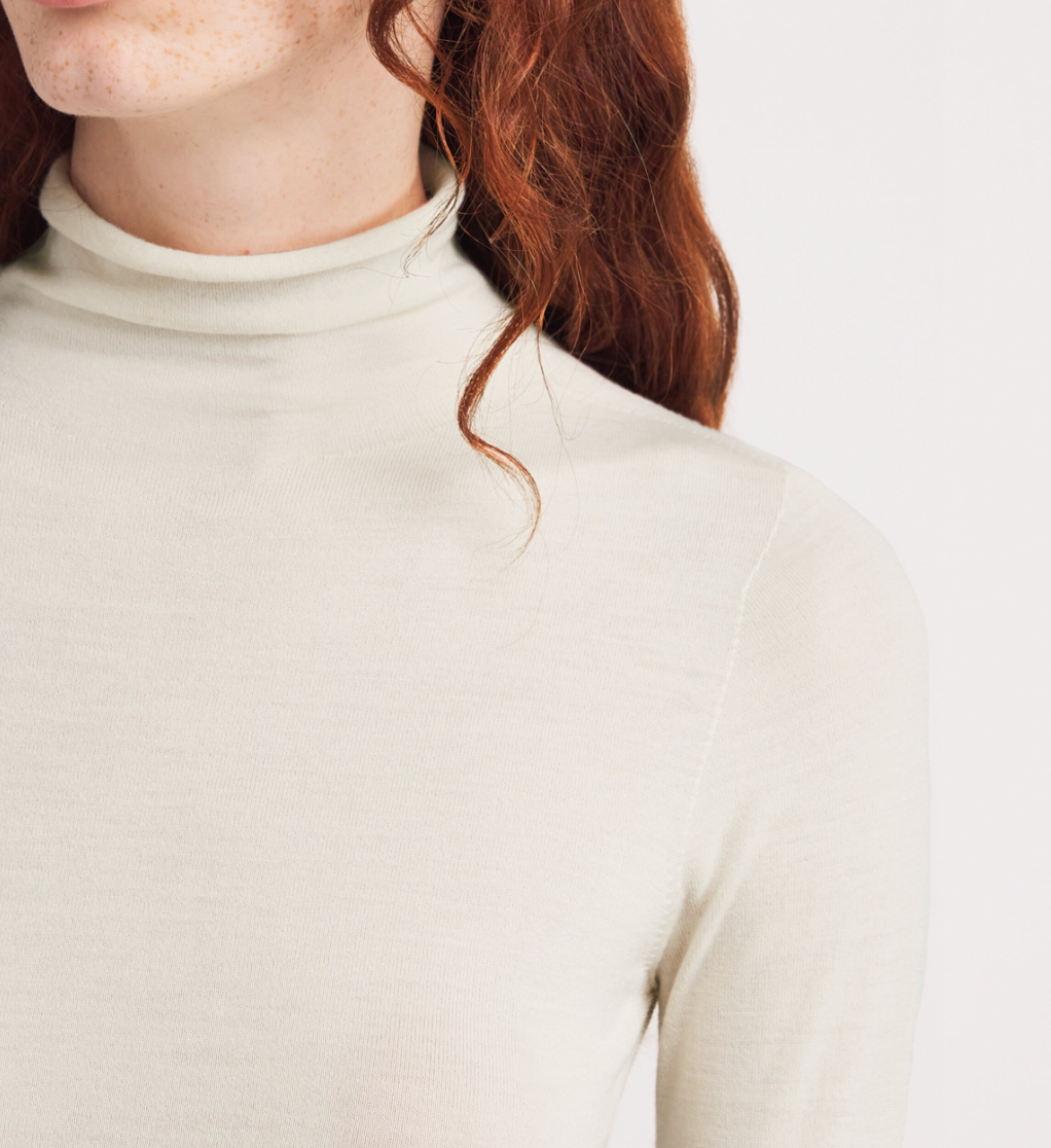 Colombo White Kid Wool Rollneck Sweater