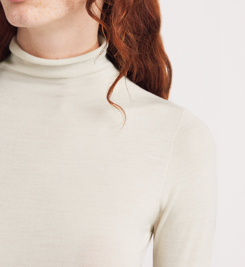 Colombo White Kid Wool Rollneck Sweater